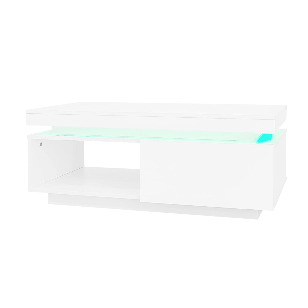 Set mobile TV e tavolino da caff猫 con LED; 181 cm e 100x50x40;3 cm; bianco
