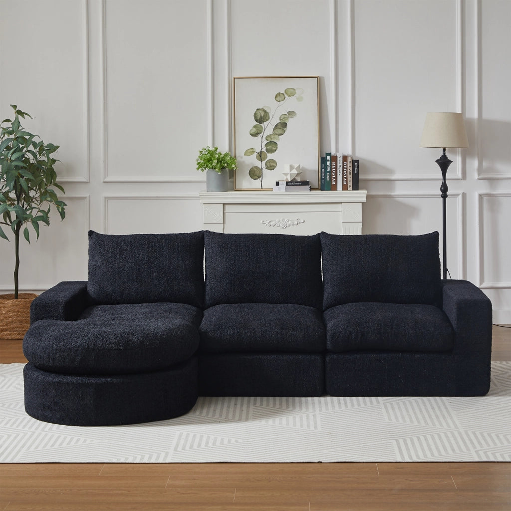 Divano Modulare Angolare con Chaise Longue ¨C MINIMAL ¨C Chenille, 2 Posti