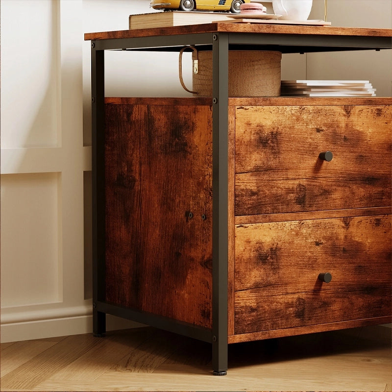 Comodino tavolino per camera da letto soggiorno cassetti loft marrone rustico retrò