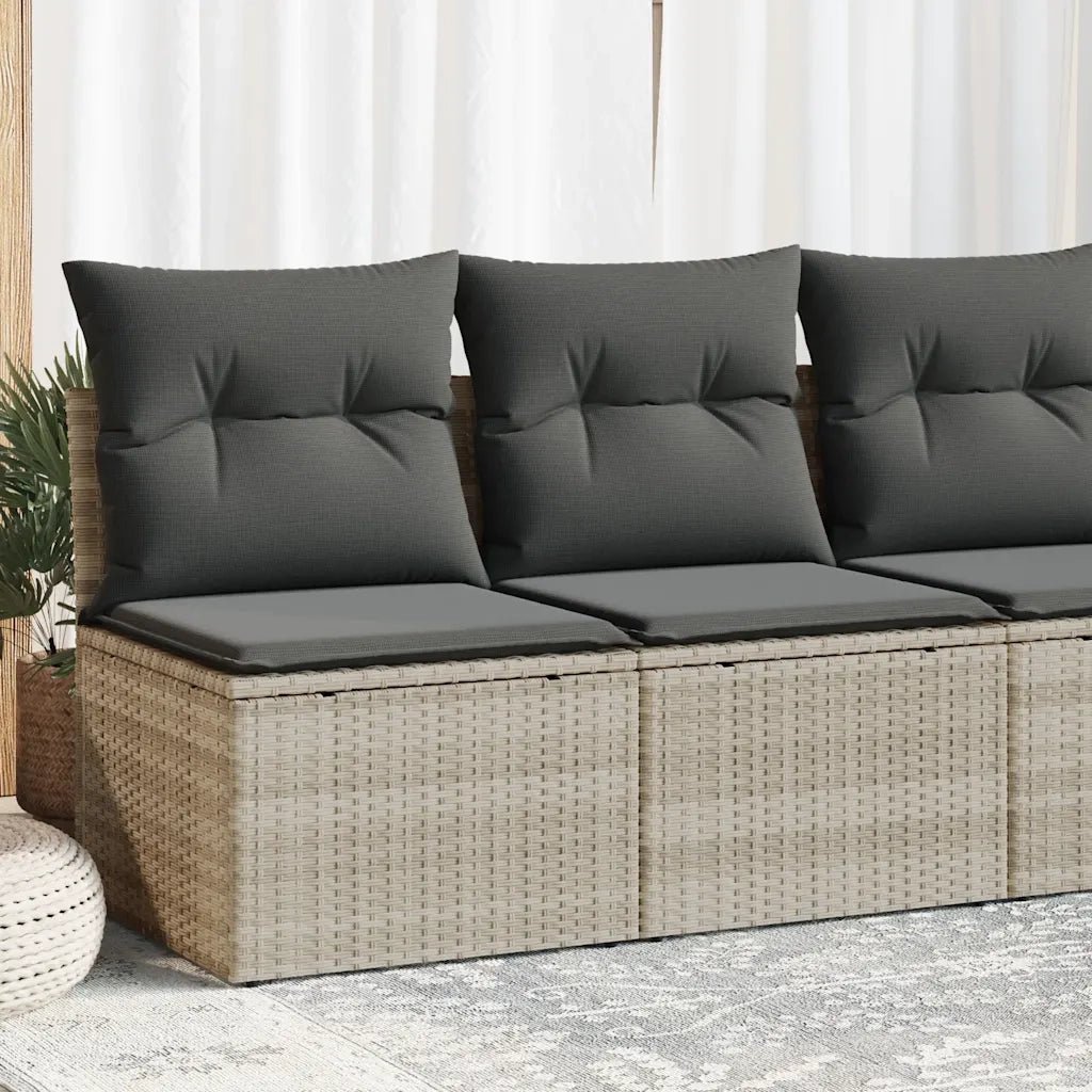 Divano Giardino 2pz | Set Salotto da Giardino con Cuscini Grigio Chiaro Polyrattan Acacia