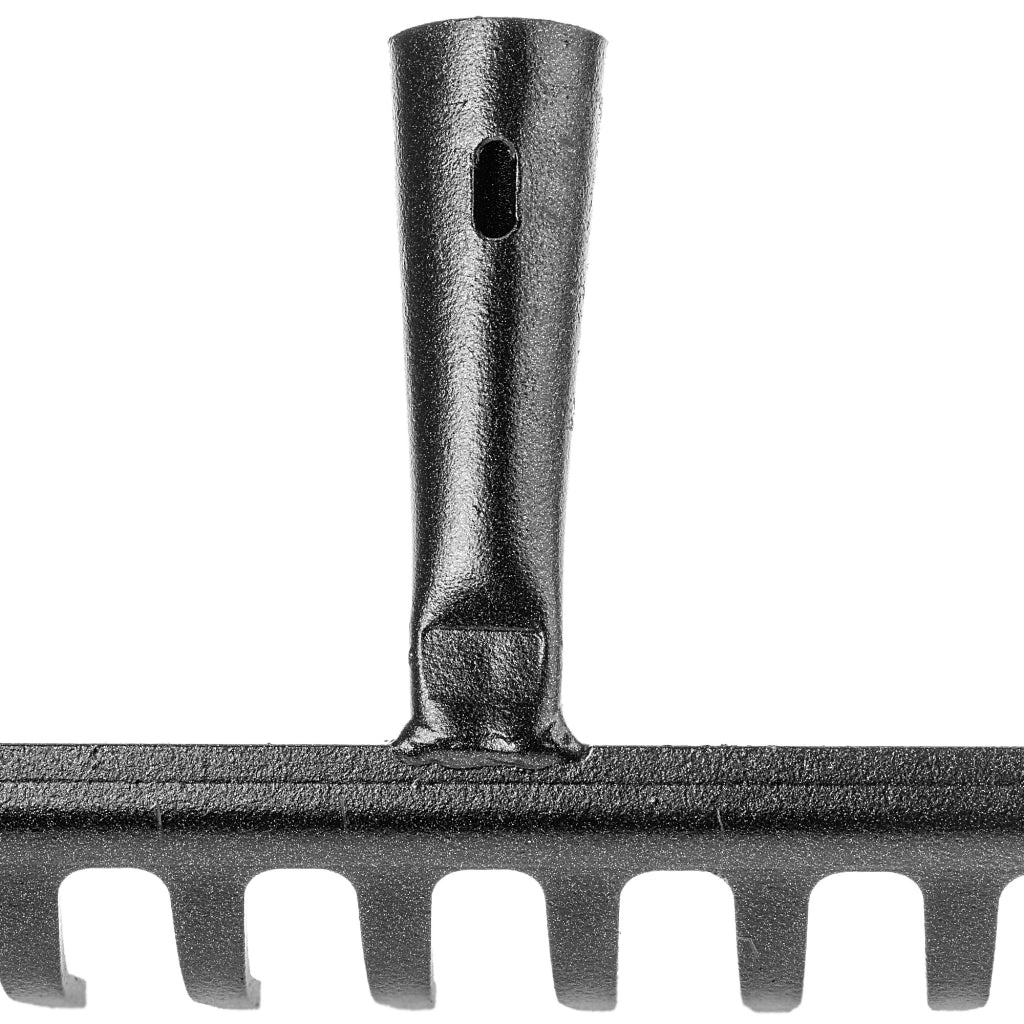 Rastrello per foglie in acciaio KADAX a 14 denti, senza manico, per terra ed erba.