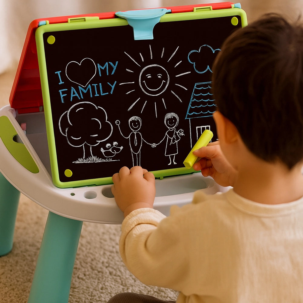 Lavagna per Bambini 4in1 Lavagnetta Pieghevole Doppio Lato Accessori Idea Regalo