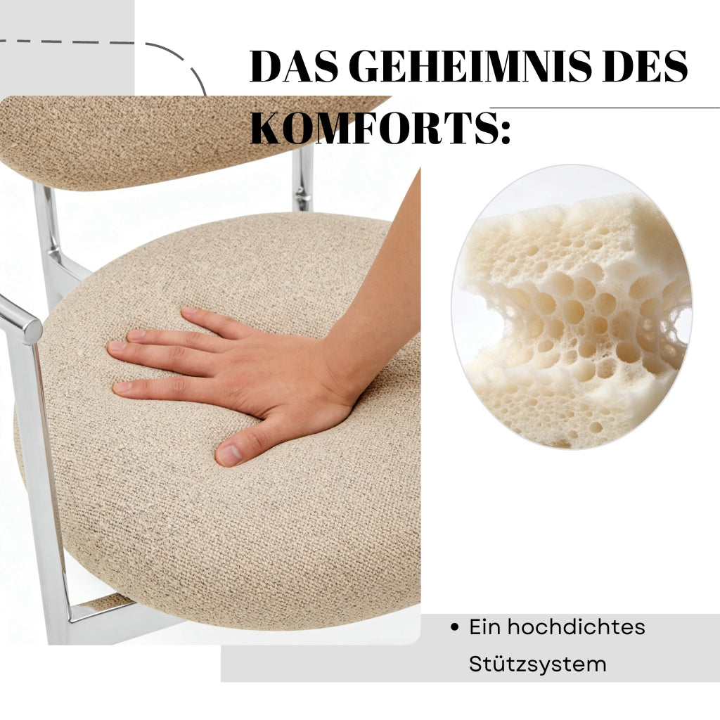 Sedia con Braccioli e Schienale Ergonomico, in Tessuto e Metallo, Cachi Chiaro 75 × 50.5 × 33 cm