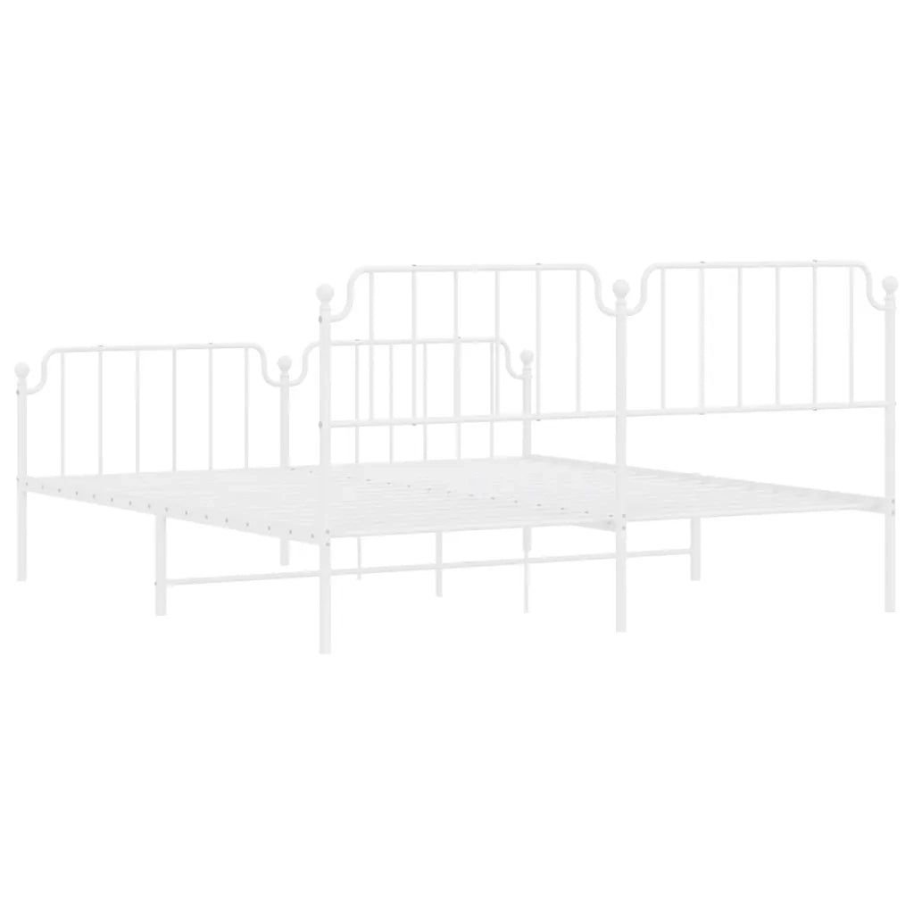 Giroletto con Testiera e Pediera Metallo Bianco 183x213 cm 373959