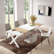Consolle allungabile, 58 fino 262x90x73cm, Per 12 persone, Gambe in legno, colore Rovere e bianco RF2814