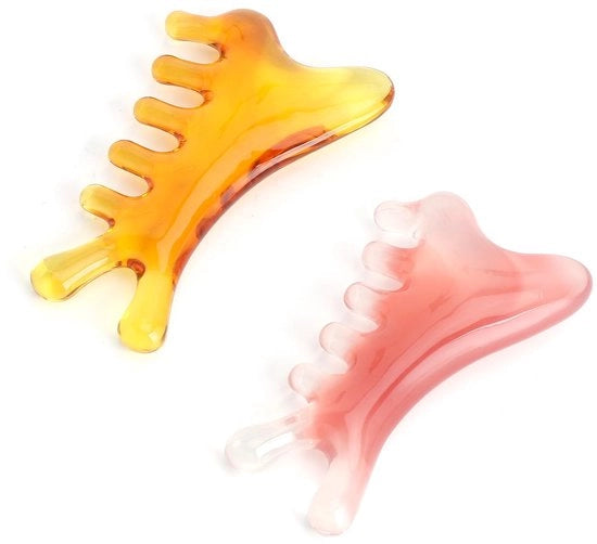 Apparecchio di massaggio gua sha 4 in 1 - Pietra di massaggio per il viso - Gua sha massaggio a forma di rosa - Terapia del punto di attivazione - 2 pezzi