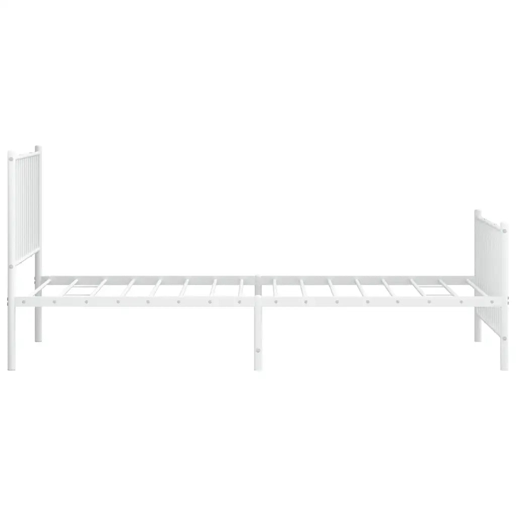 Letto singolo | Letto per adulti | Giroletto con Testiera e Pediera Metallo Bianco 100x200 cm