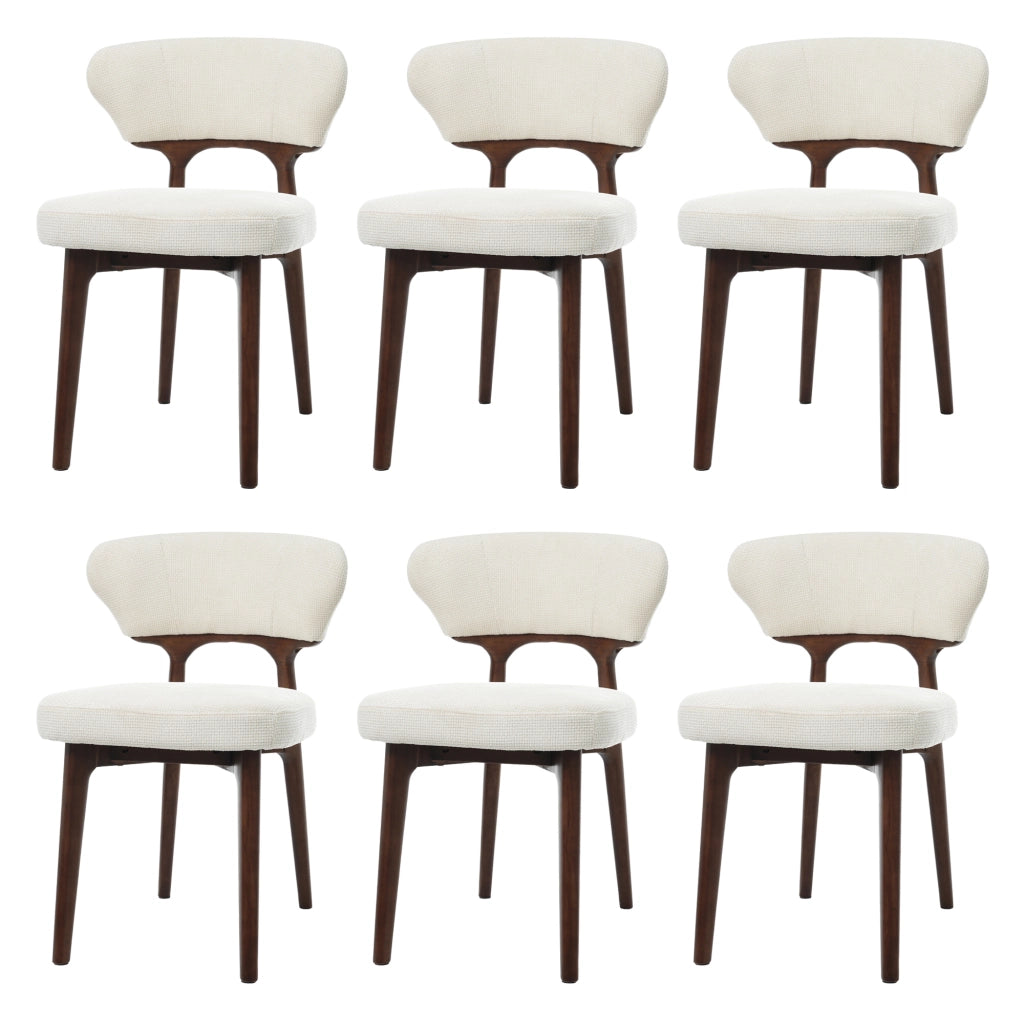 Set di 2 sedie da pranzo in legno massello e ciniglia; beige chiaro