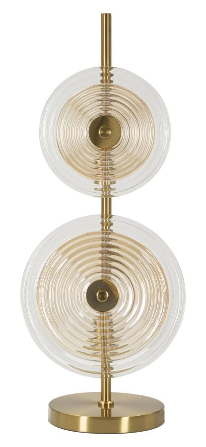 Lampada da Tavolo Venice Ø25x63 cm in Vetro e Ferro Oro e Naturale e Marrone