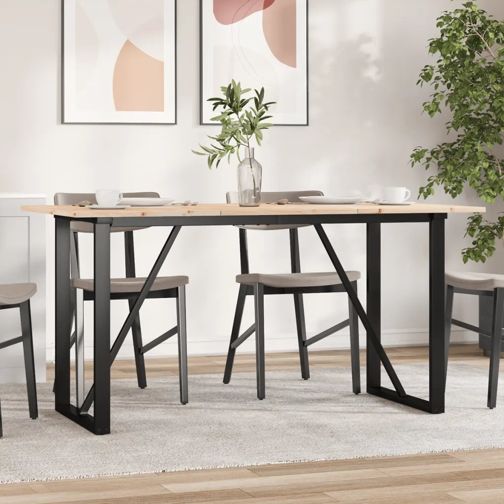 Tavolo da Pranzo Telaio a O 160x80x75 cm Legno Pino e Acciaio