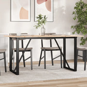 Tavolo da Pranzo Telaio a O 160x80x75 cm Legno Pino e Acciaio