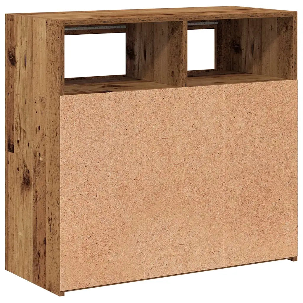 Credenza con Luci LED Legno Antico 80x35x75 cm in Truciolato 856361