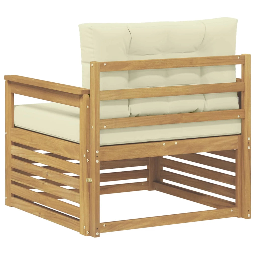 Divano da esterno-Divano da Giardino Poliestere Bianco e crema 333733