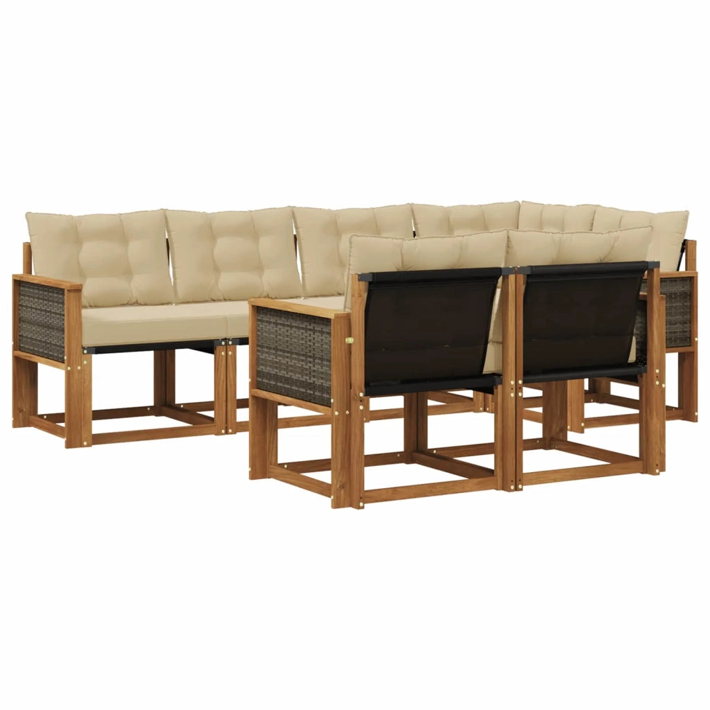 Set di divani da esterno 7 pz Naturale e Beige 3382013