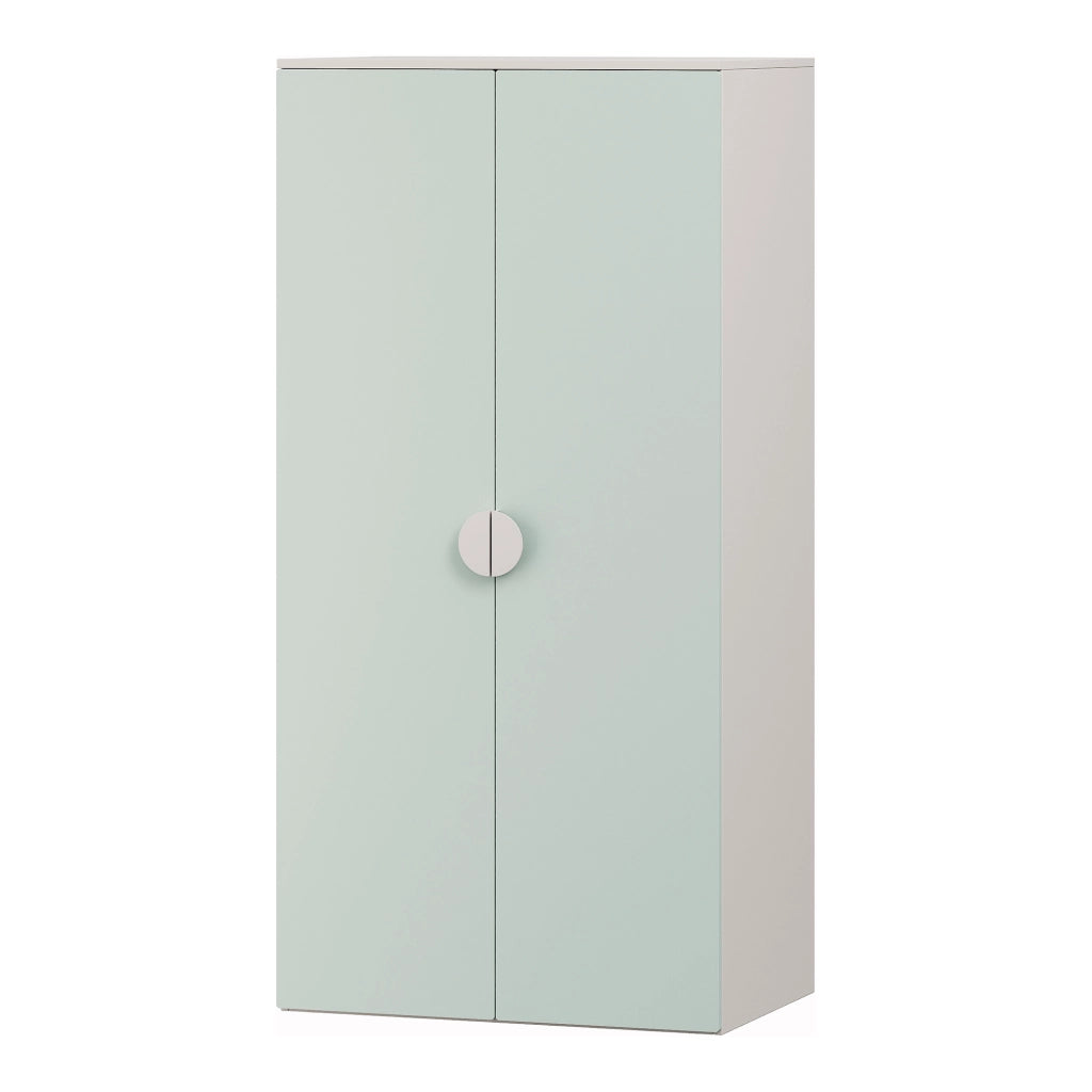 Armadio per Cameretta Sandnes a 2 Ante 123 x 60 x 40 cm - Bianco/Menta Verde [en.casa]