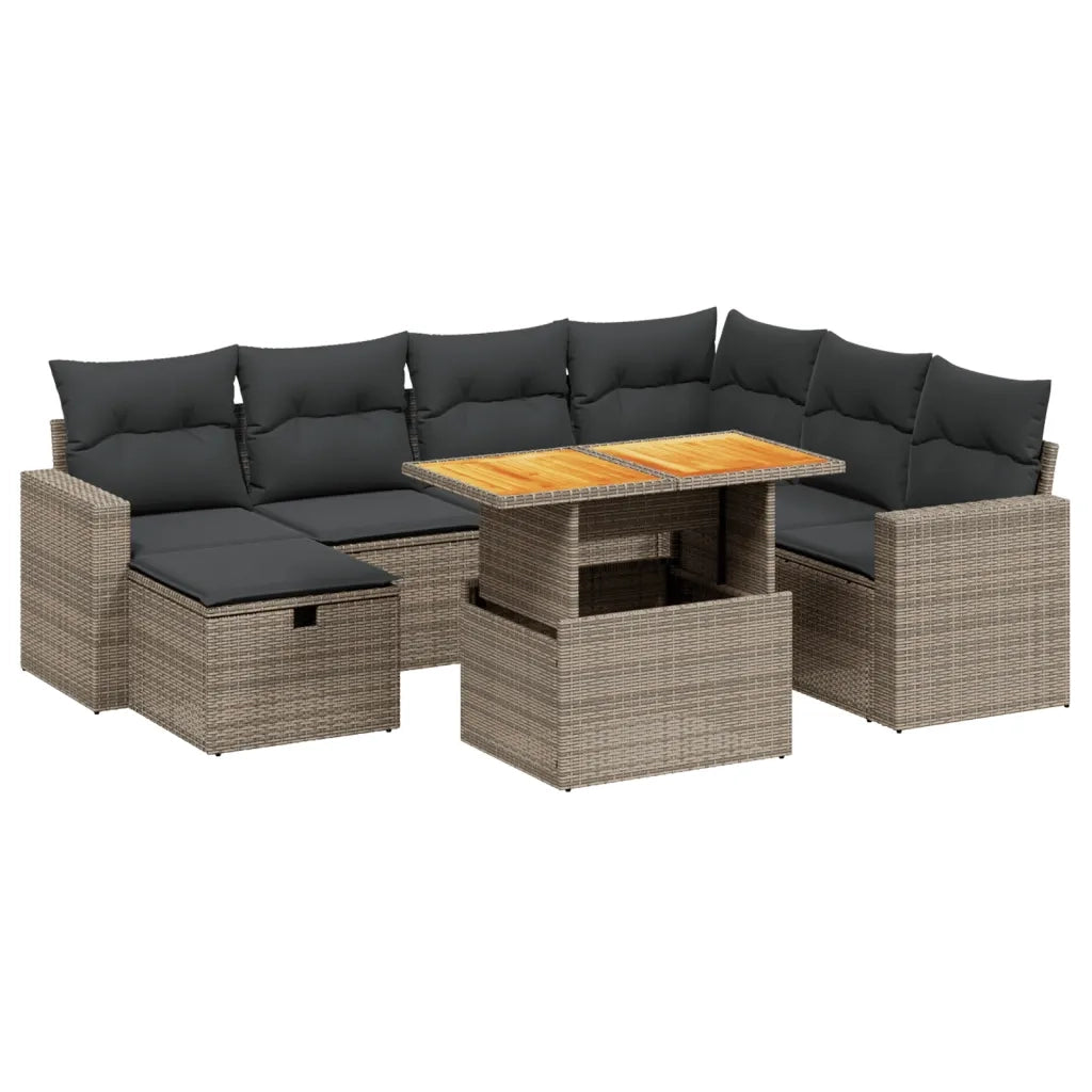 Set Divano da Giardino 8 pz con Cuscini Grigio in Polyrattan 3271431