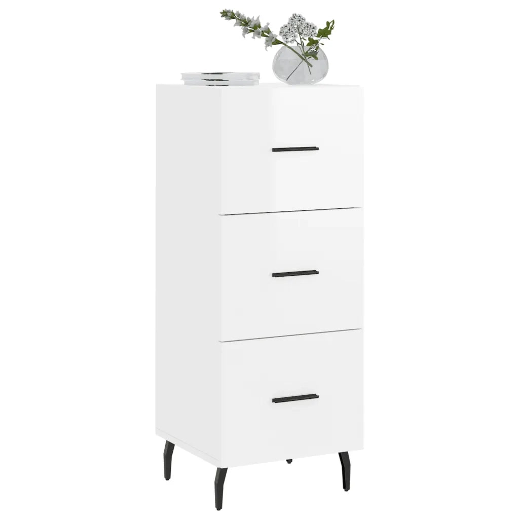 Credenza Bianco Lucido 34,5x34x90 cm in Legno Multistratocod mxl 79949