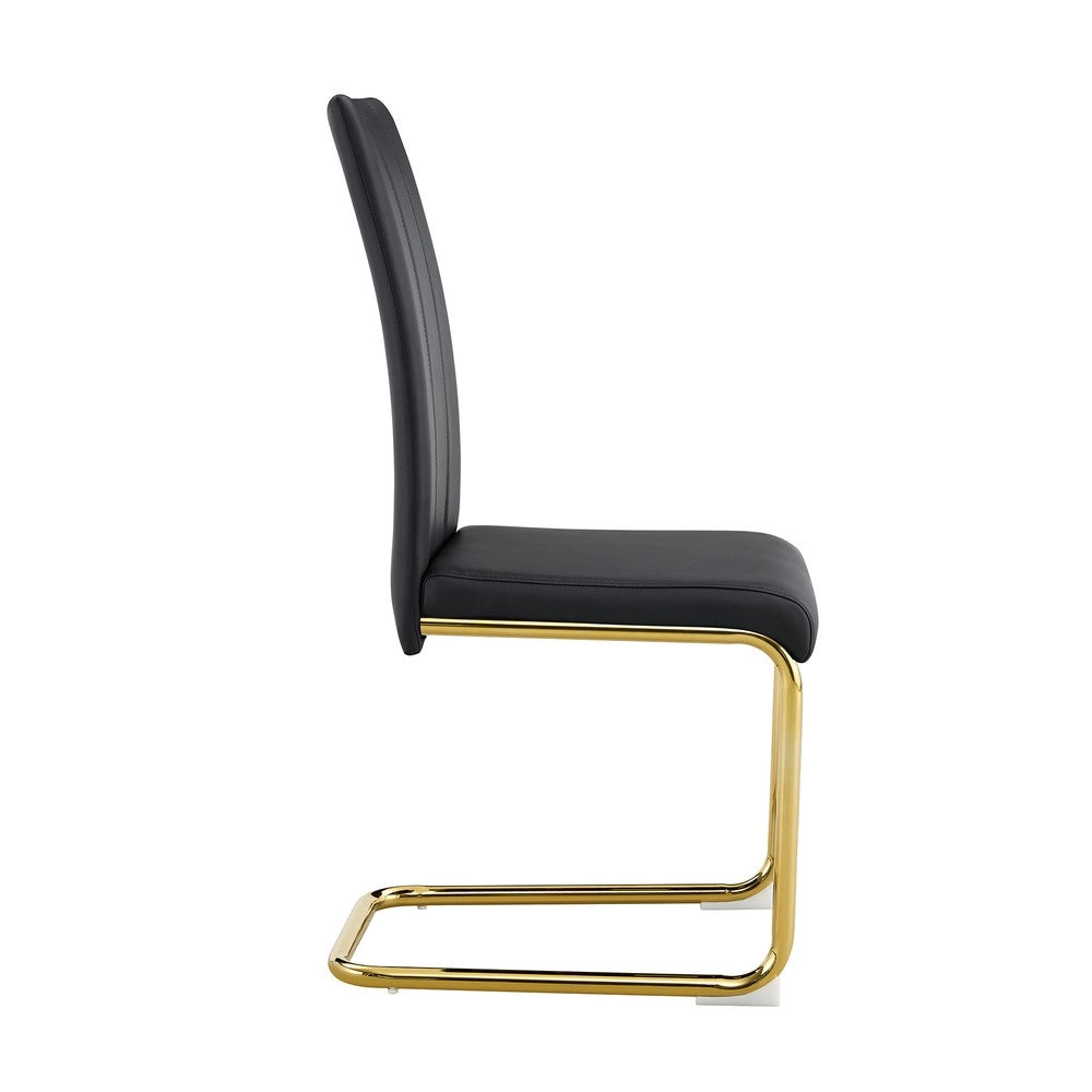 Sedia da pranzo design moderno ¨C Minimal ¨C nero similpelle gambe in metallo