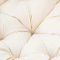 Poltrona Papasan Girevole Ø97x90 cm con Cuscino, in Poliestere e Rattan Intrecciato, color Crema