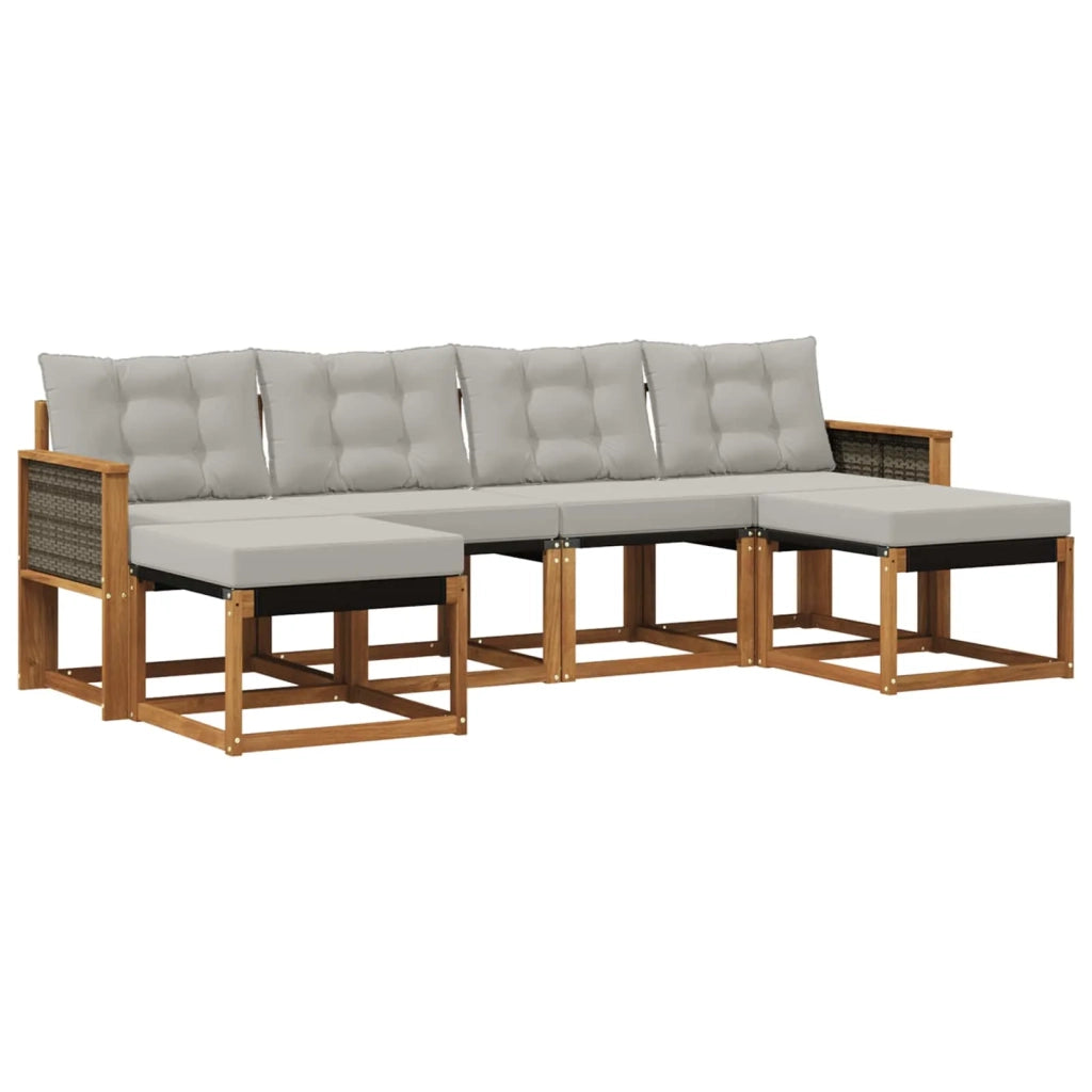 Set di divani da esterno 6 pz Naturale e Grigio Chiaro 3382123