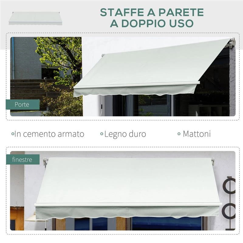 TENDA DA SOLE A BRACCI REGOLABILE 5°-35° IN ALLUMINIO E POLIESTERE, 200X295 CM, CREMA