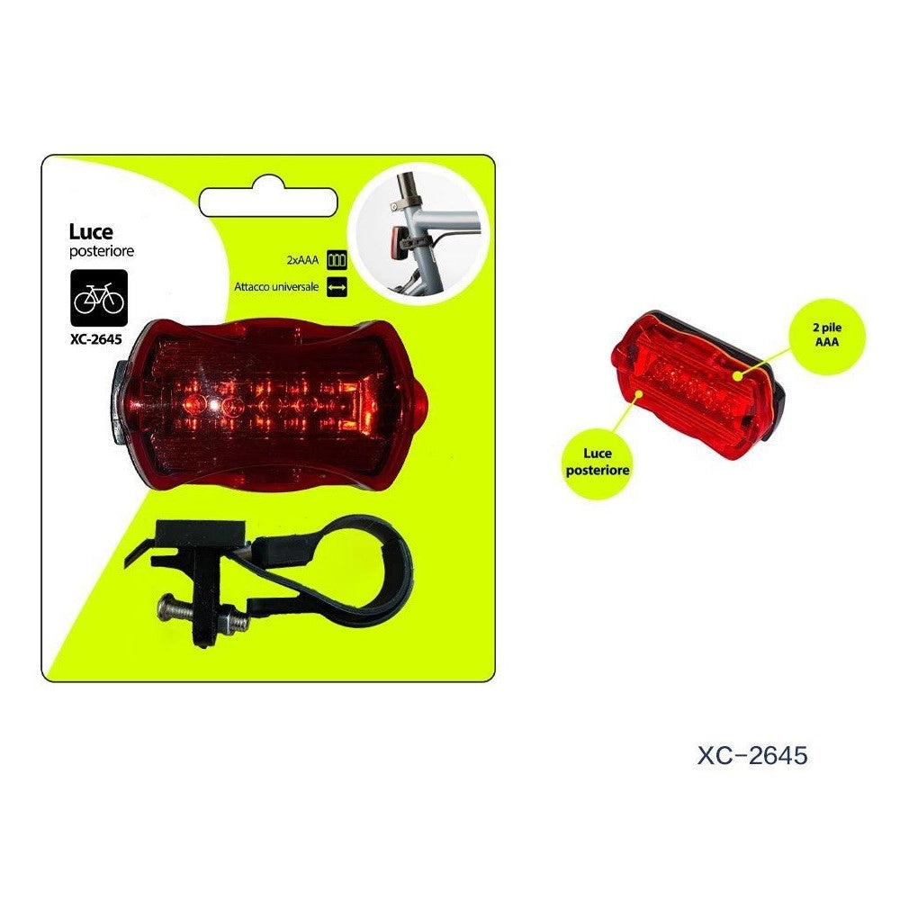Trade Shop - Luce Posteriore A Batteria Fanale Per Bici Attacco Universale Con Gancio Xc-2645 -