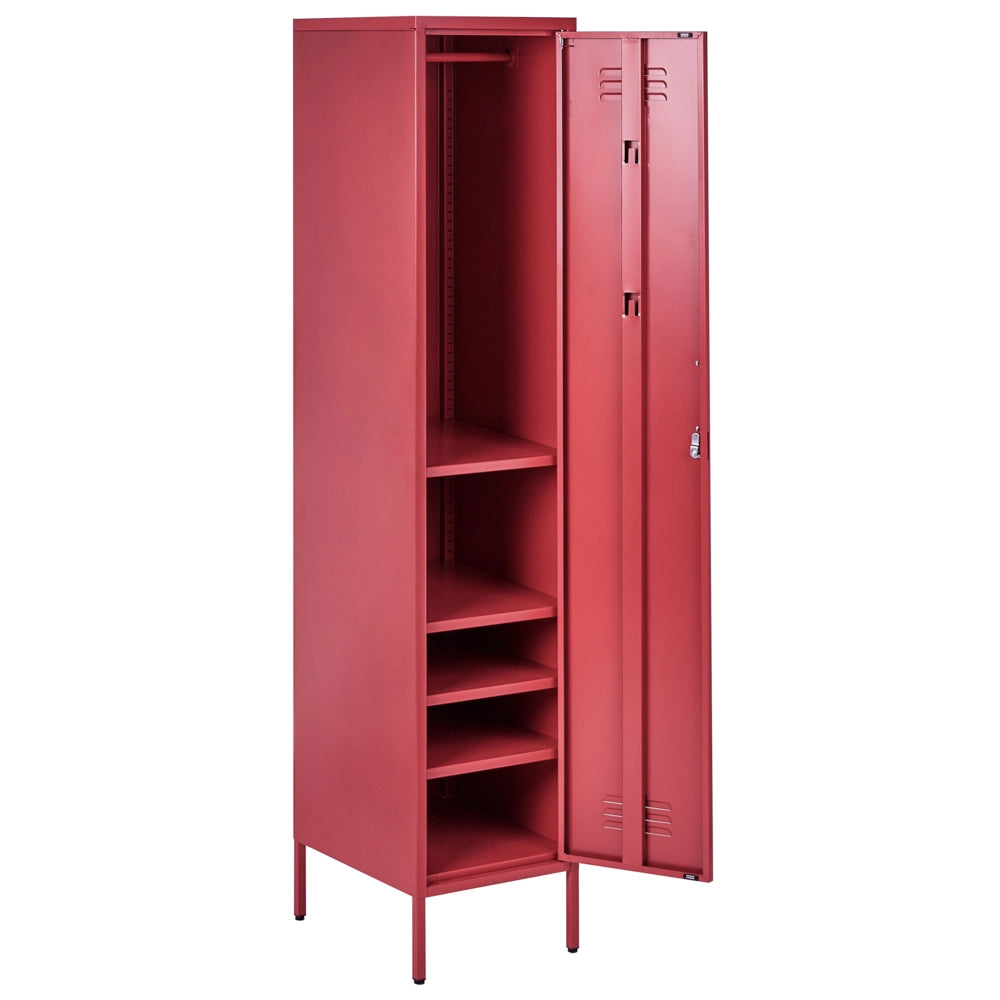Armadietto in metallo Armadietto in metallo rosso con 5 ripiani e binario Moderno Home Office