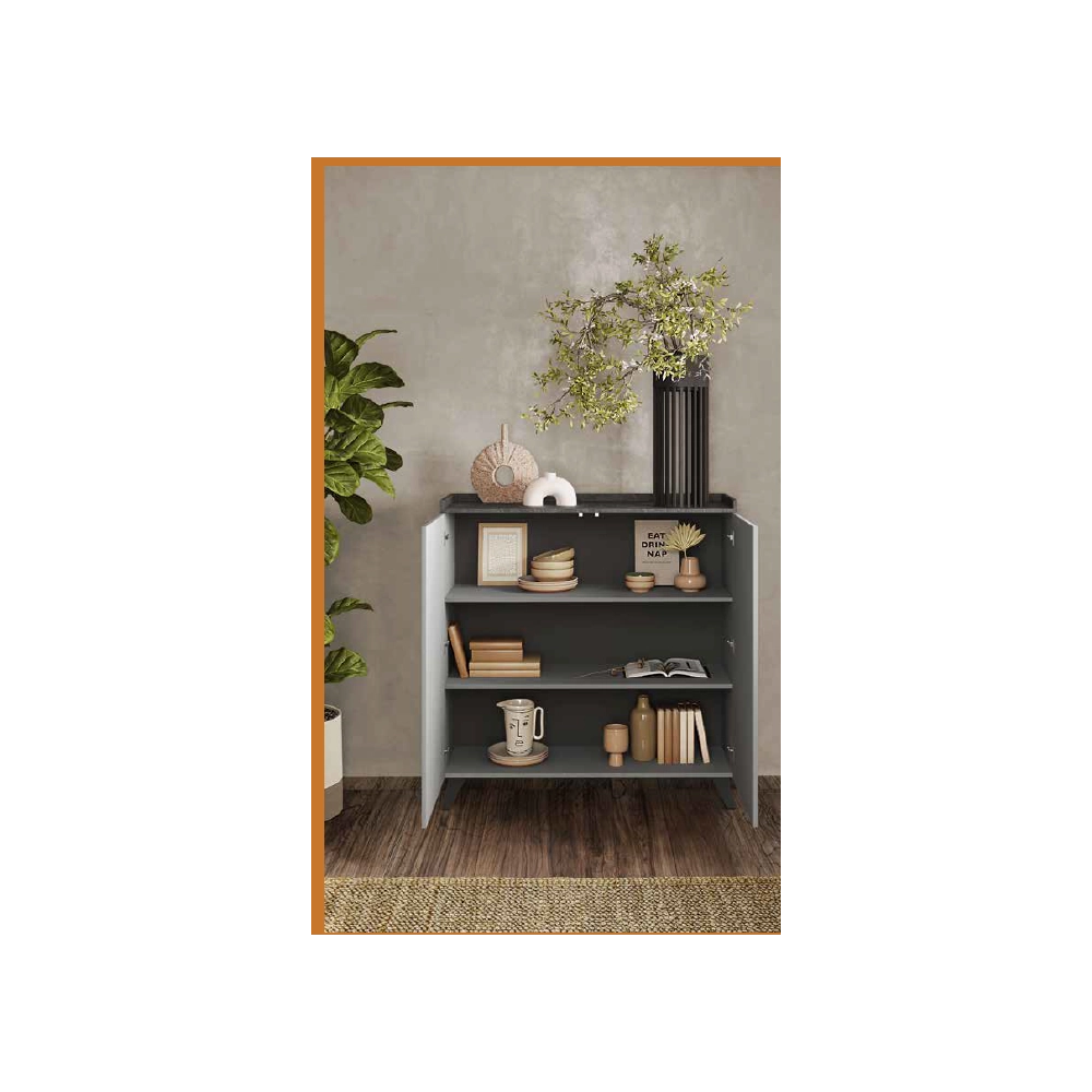 Madia alta 2 ante Polan 121x42x126h colore ardesia piombo