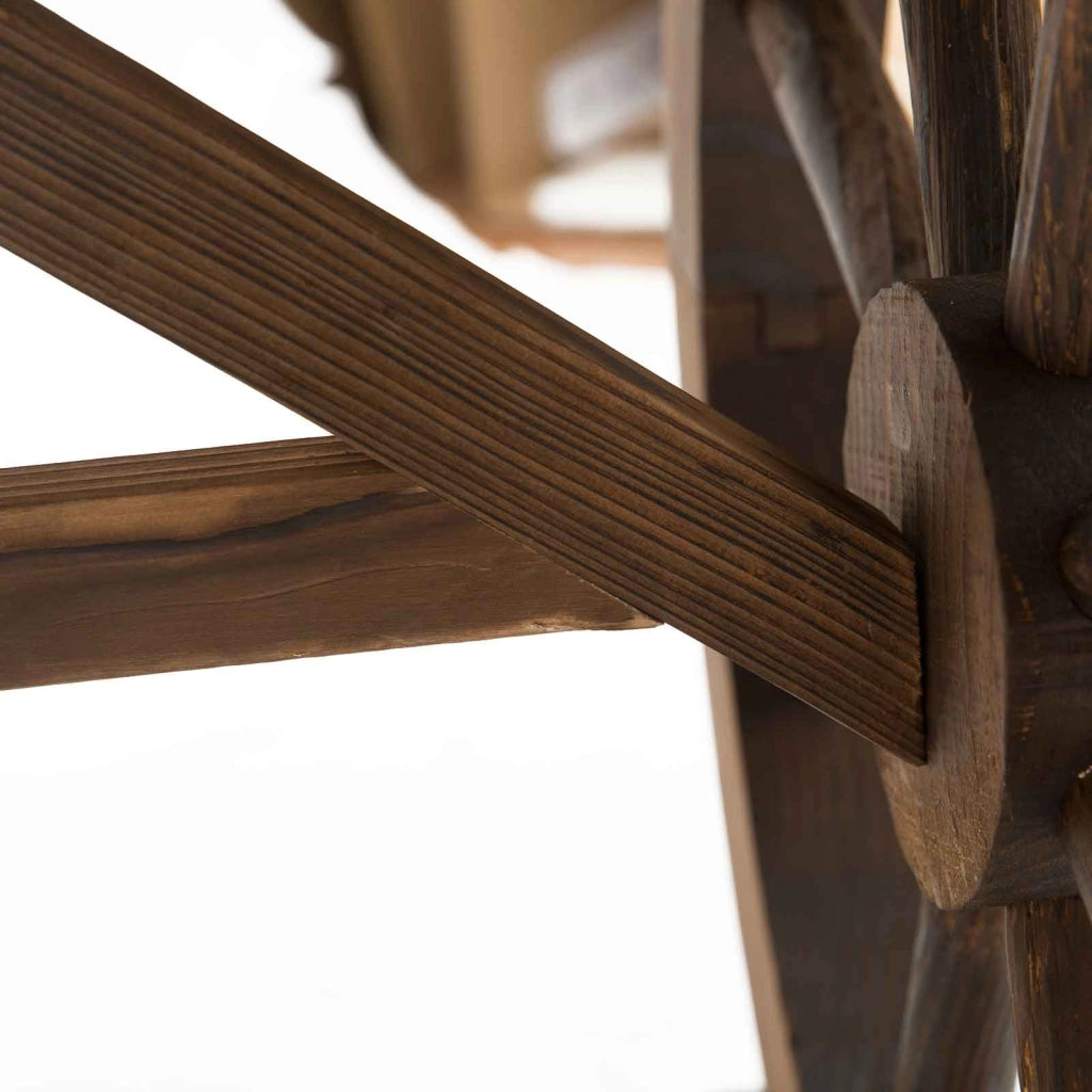 Tavolo Da Giardino Rustico In Legno Massello 110 X 60 X 65 Cm Naturale Per Esterni Con Ruote Decorative