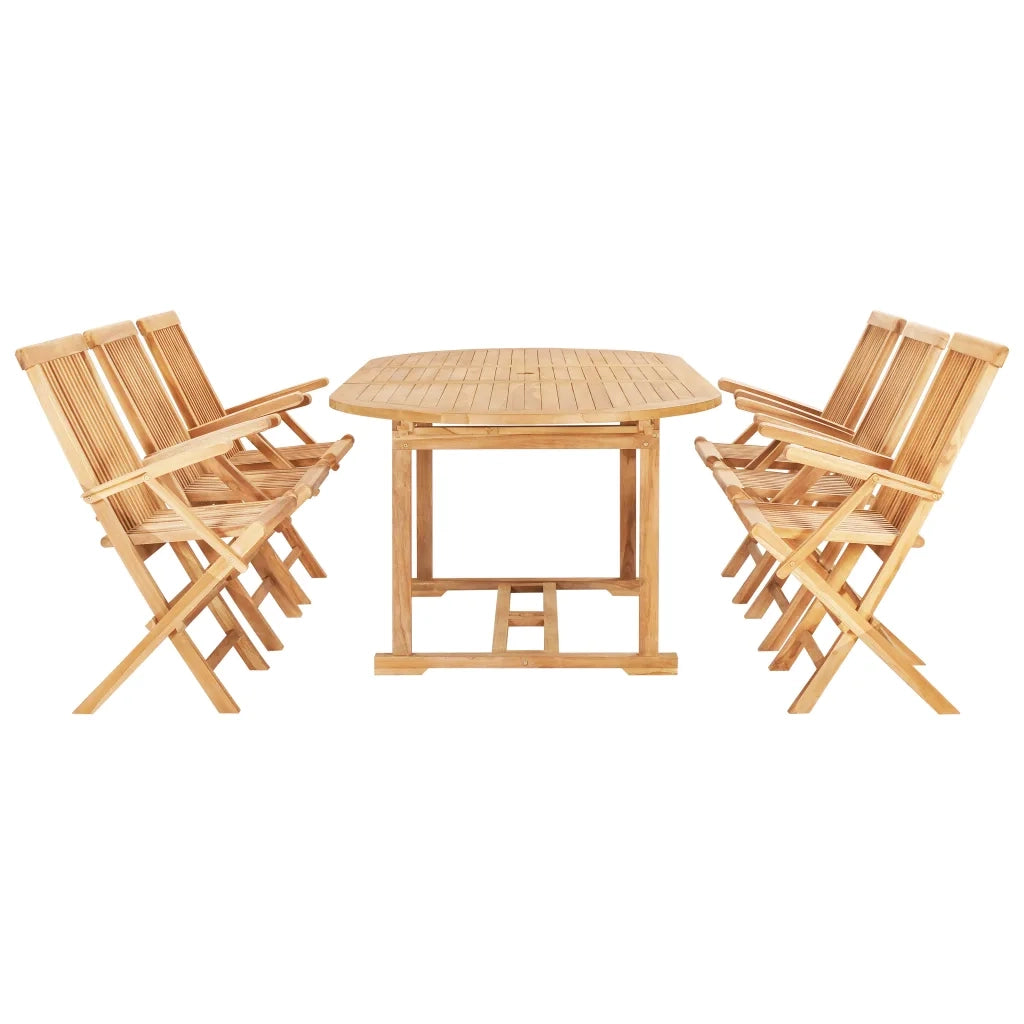 Set da Pranzo per Esterni 7 pz 150-200x100x75 cm Teak Massello 44677