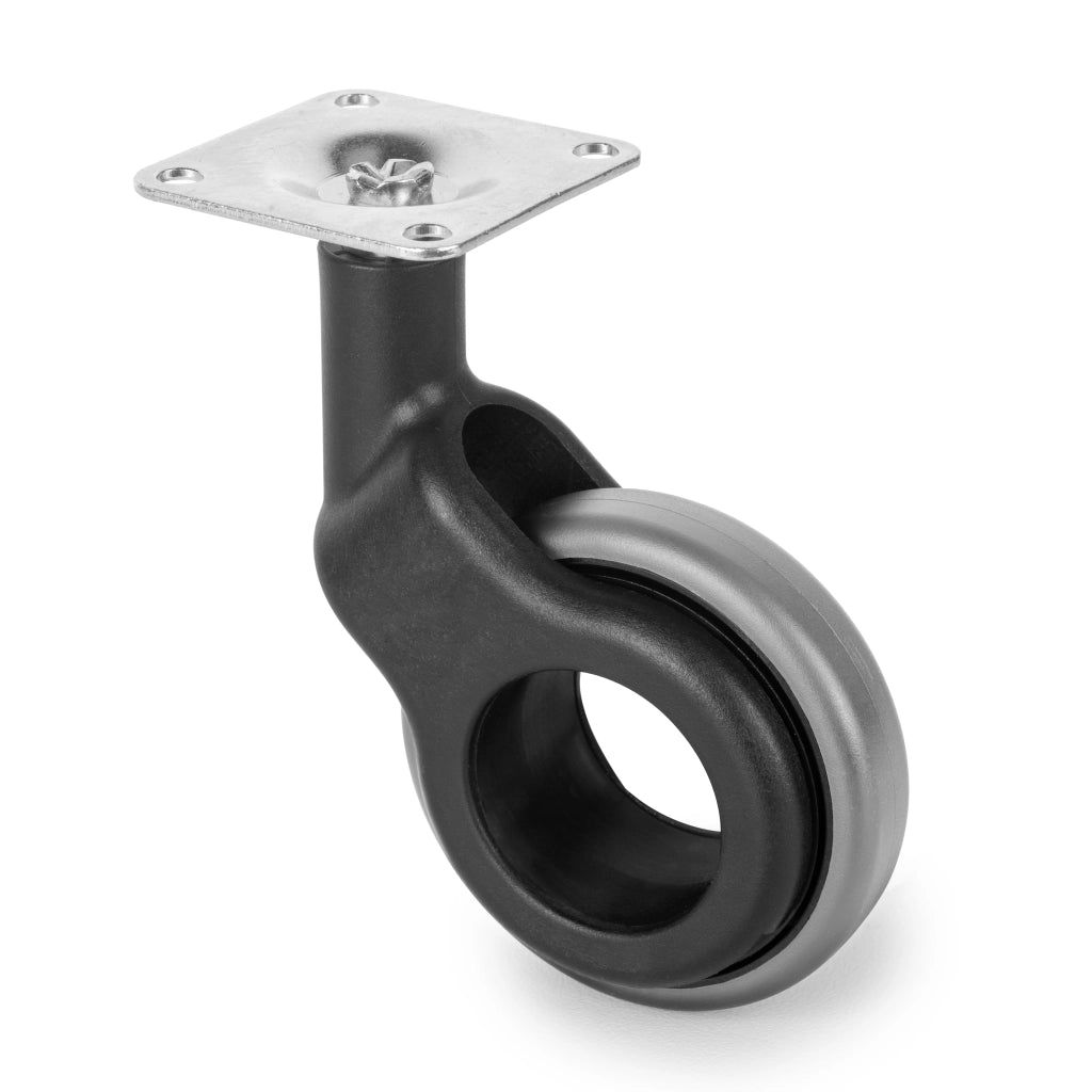 Emuca Kit di ruote Hole 2 con piastra per montaggio, Ã˜ 60, Plastica grigia, Acciaio e Tecnoplastica, 1 u.