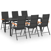 Set da pranzo da giardino per esterni 7 pezzi nero e marrone 02_0014045