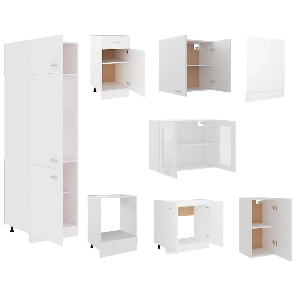 Set Armadi da Cucina 8 pz Bianco in Truciolato