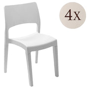 Set di 4 sedie da esterno Zircone, Seduta da giardino, Per indoor o outdoor, Impilabile, Made in Italy, 50x51 h82 cm, Bianco