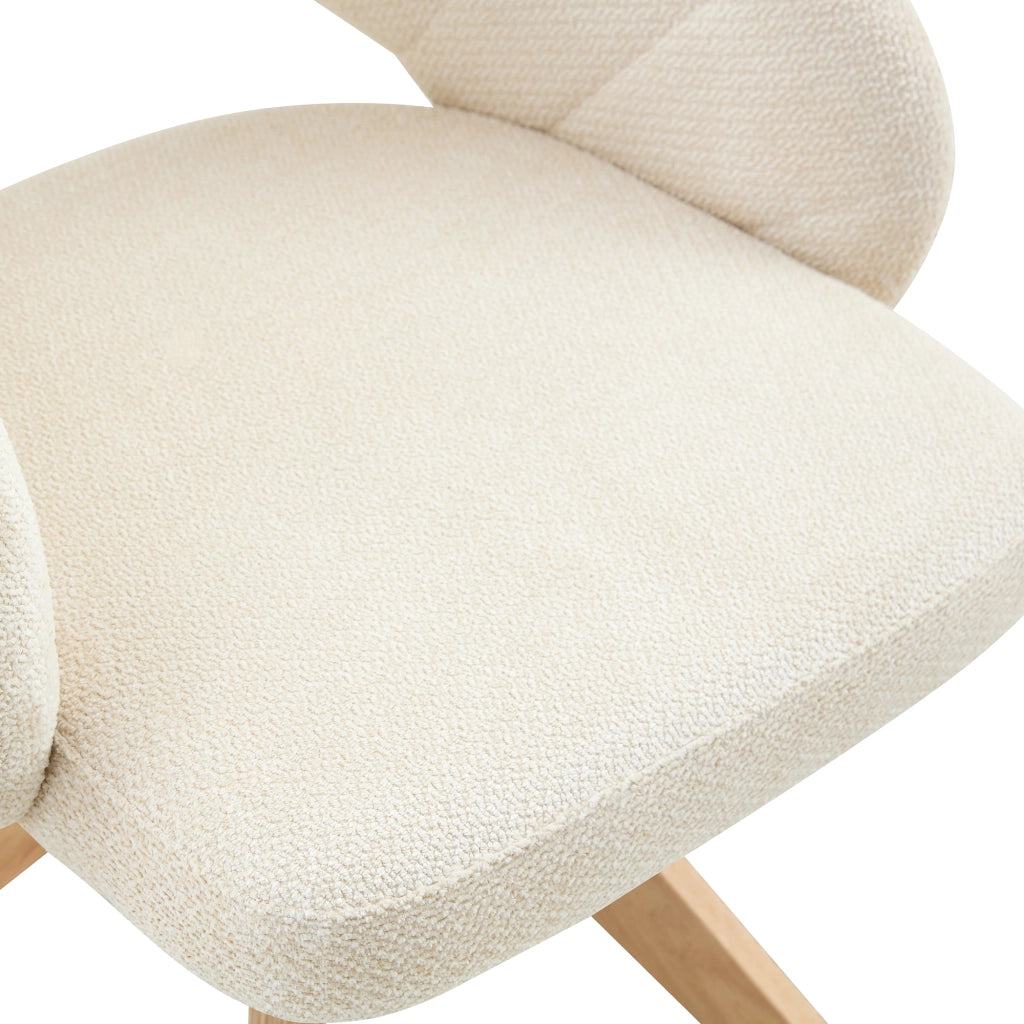 SEDIA Girevole 360° Set da 2 pezzi Tessuto bianco Legno massello 84 cm
