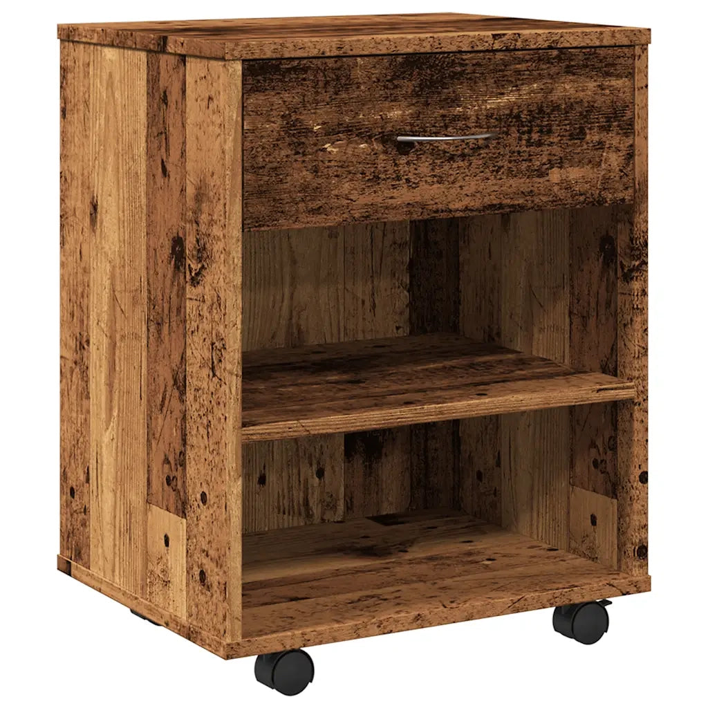 Mobiletto con Ruote Legno Antico 46x36x59 cm in Truciolato 856660