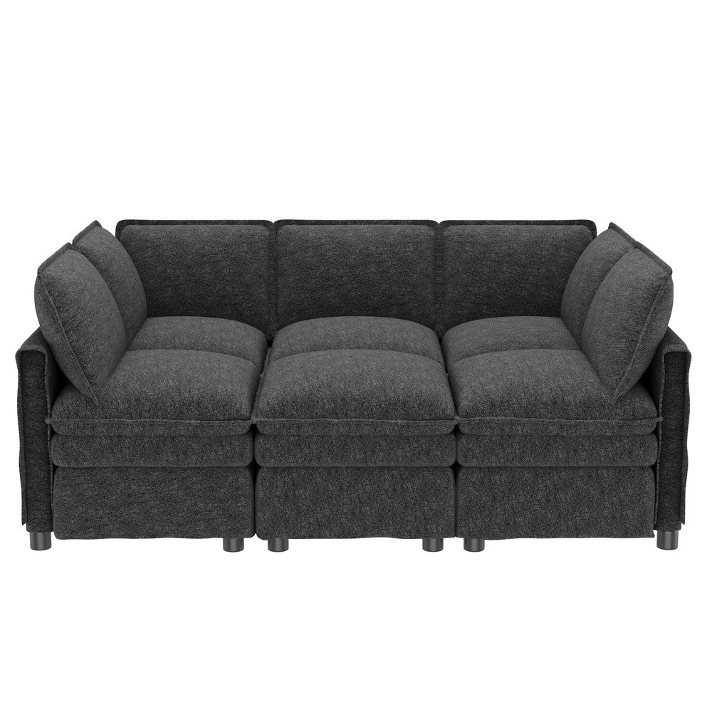 Divano letto estraibile ¨C Minimal ¨C grigio tessuto chenille