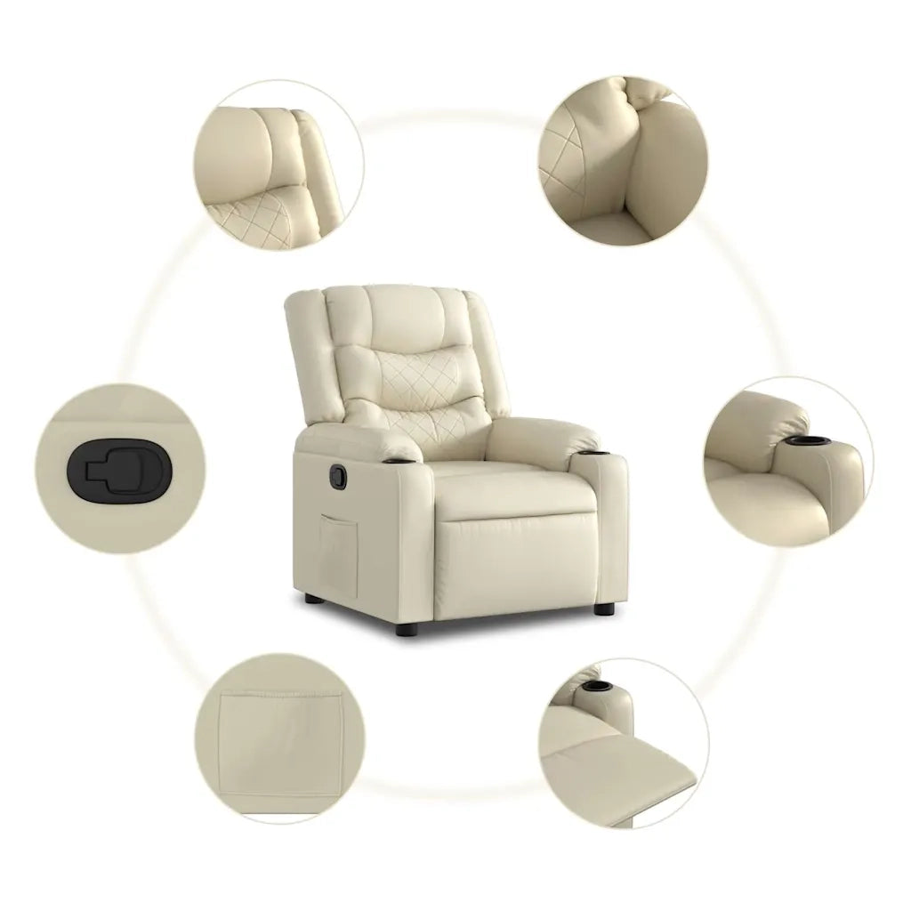 Poltrona Alzapersona Reclinabile Crema in Similpelle 3206552