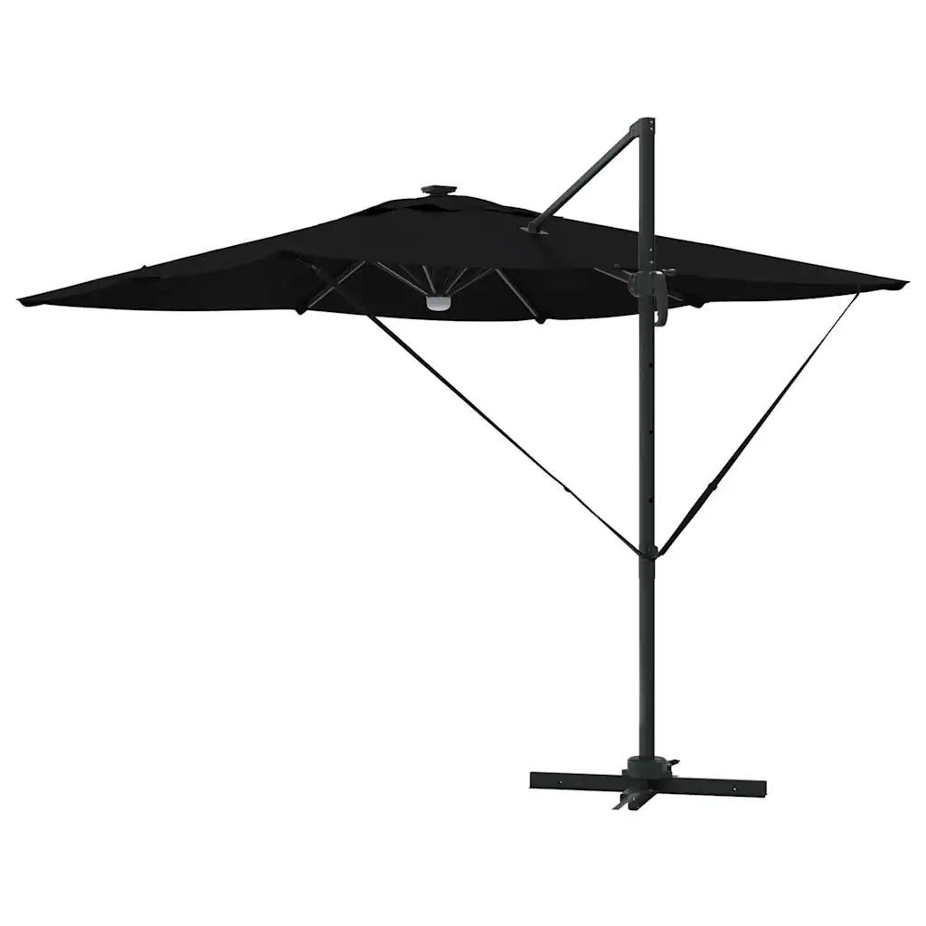 Parasole Roma-Ombrellone da giardino Nero 286 x 284 x 270 cm Alluminio e Poliestere