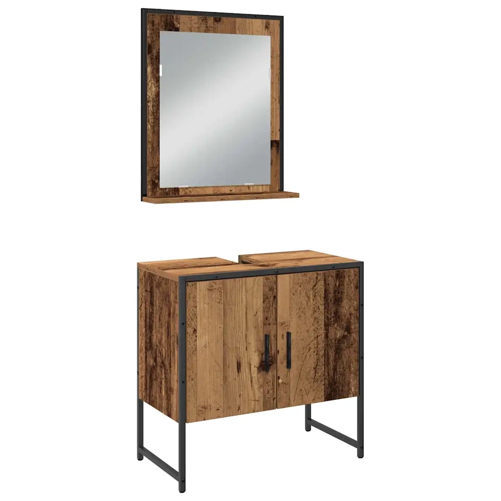 Set di mobili per il Bagno | Armadio da bagno 3 pz Marrone Legno multistrato