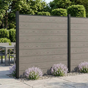 Set di Recinzione 699 x 186 cm WPC e Alluminio Grigio 3429396