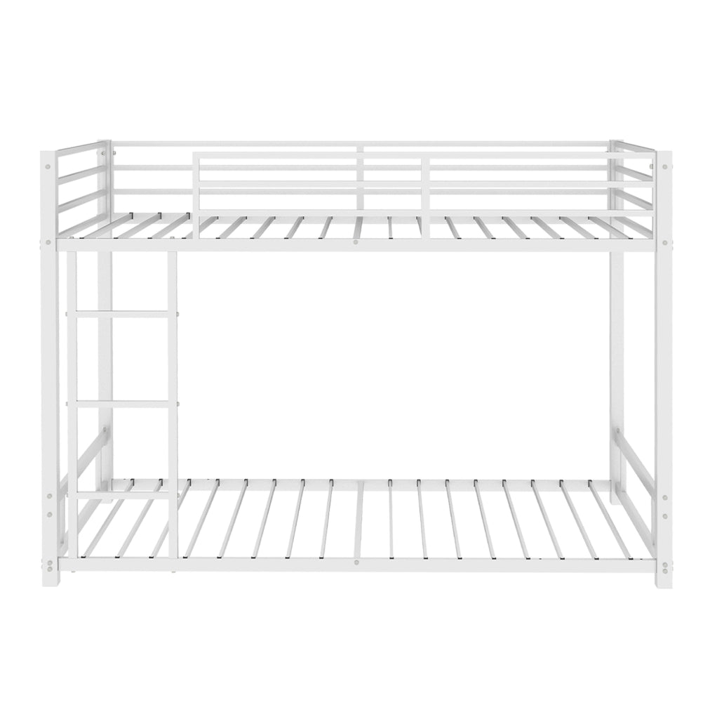 Letto a castello 90x190 cm con scala e sponde in ferro bianco