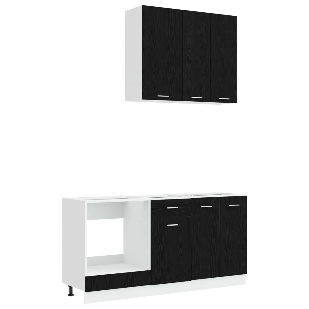 Unità Cucina LYON 5 pcs Rovere Nero Legno ingegnerizzato 3438220