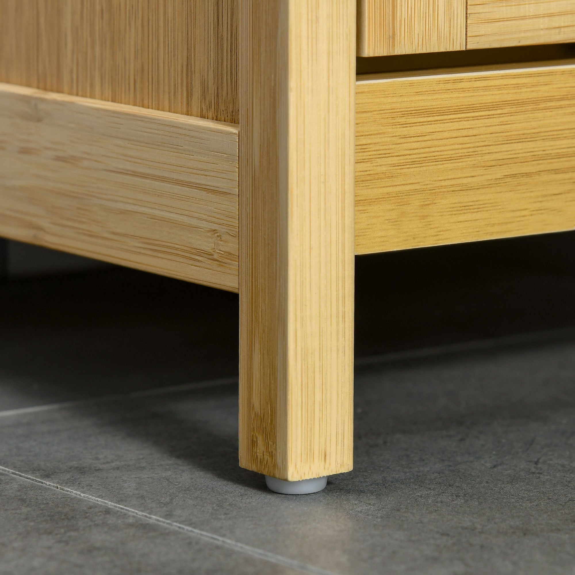 Mobiletto Bagno con Cesto Bucato 40x30x86,5 cm in MDF e Bambù Naturale