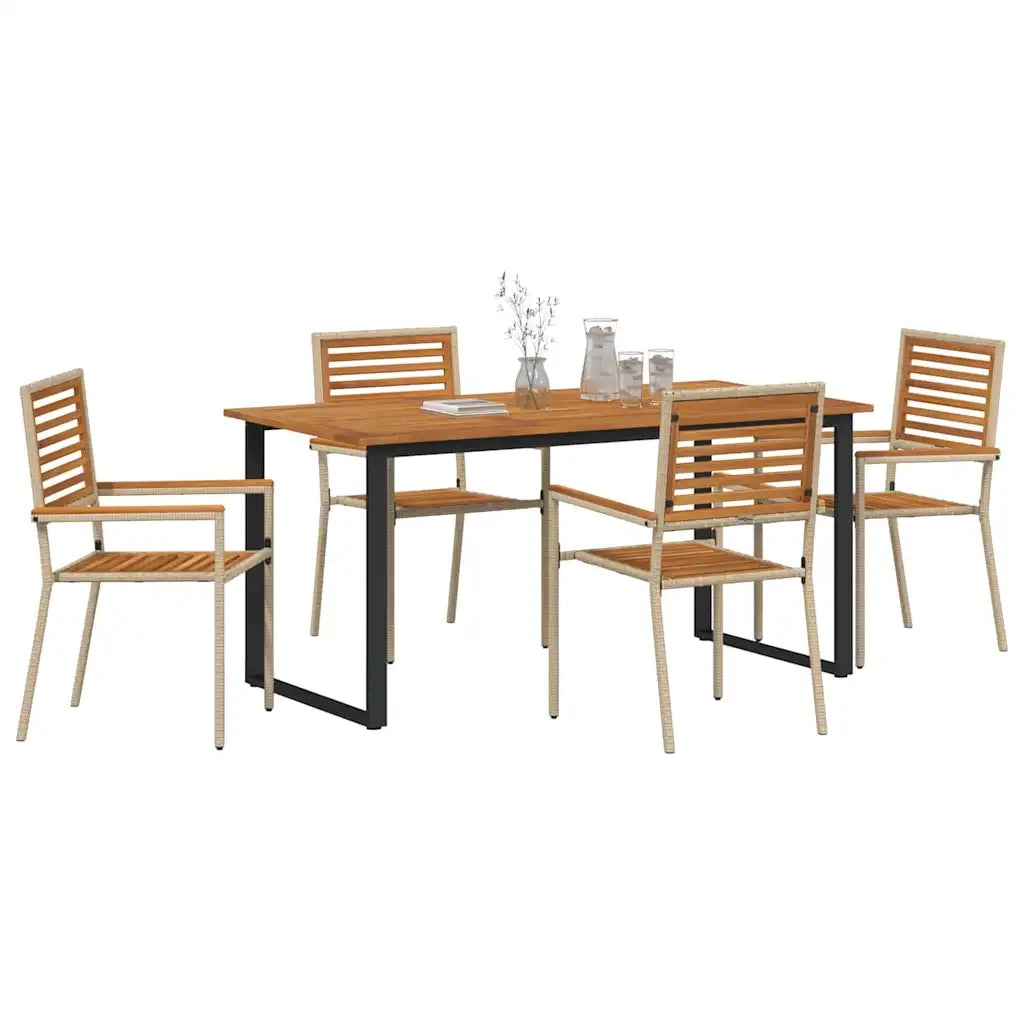 Set da Pranzo per Giardino 5 pcs Beige Legno di Acacia Massello