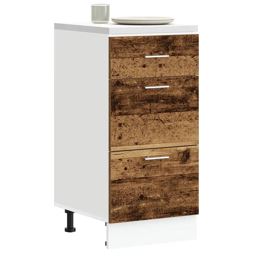 Pensile da cucina | Armadio Inferiore ¡°Lyon¡± Legno Antico 40x46x81,5 cm