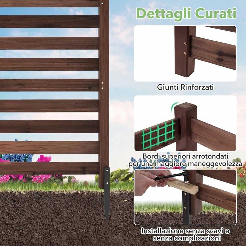 Recinzione da Giardino in Legno Massello, Schermo per Privacy da Esterno Regolabile, Pannelli Privacy da Giardino per Condizionatore e Bidoni della Spazzatura e Divisorio di Spazio (Marrone)