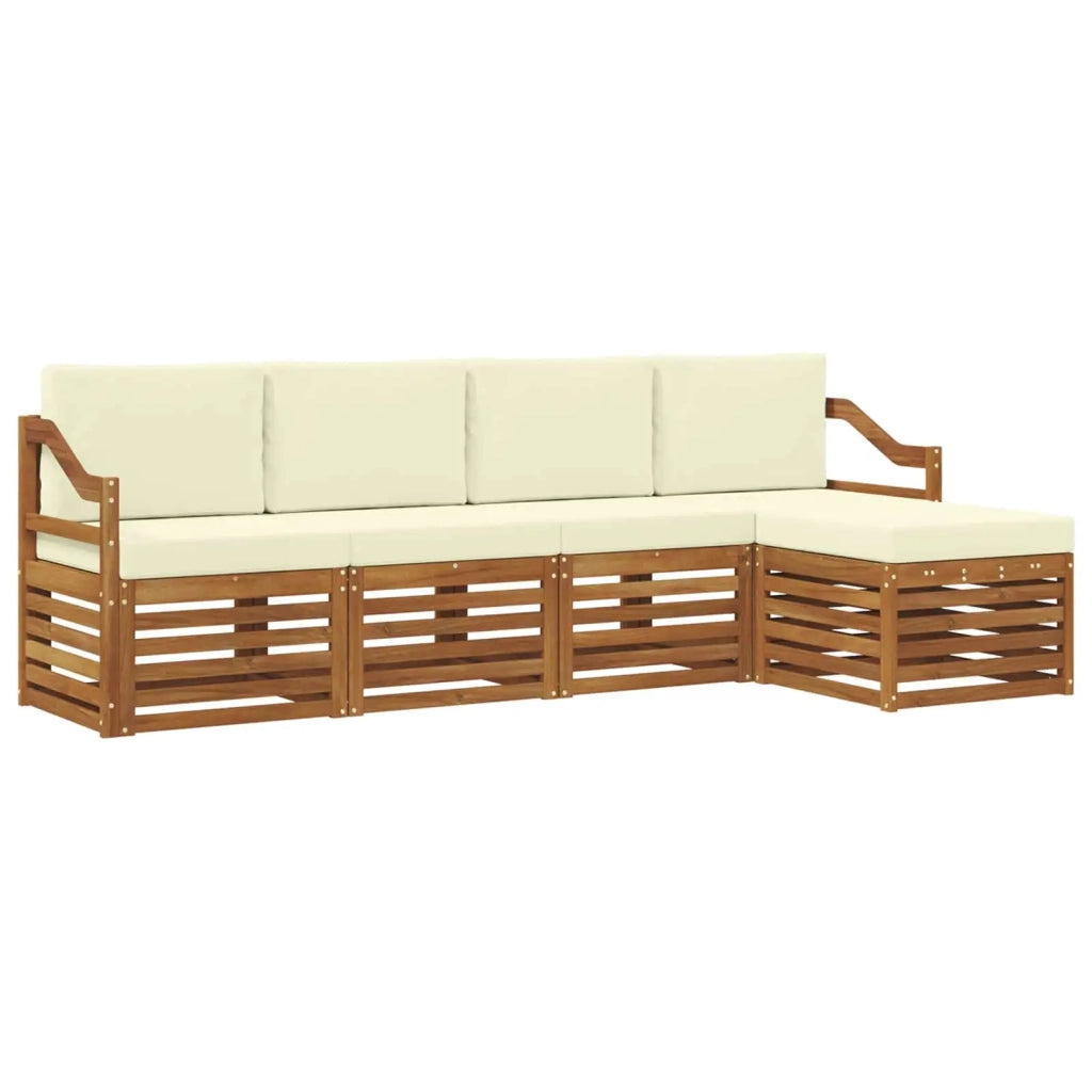 Set di divani da esterno con cuscino 5 pcs Naturale e Crema