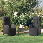 Set Divani da Giardino 3 pz con Cuscini Nero in Polyrattan cod mxl 42715
