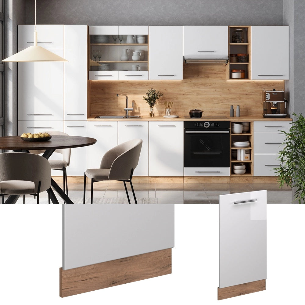 Pannello frontale della lavastoviglie Fame-Line Bianco lucido/Rovere dorato 45 cm, PL Rovere Vicco